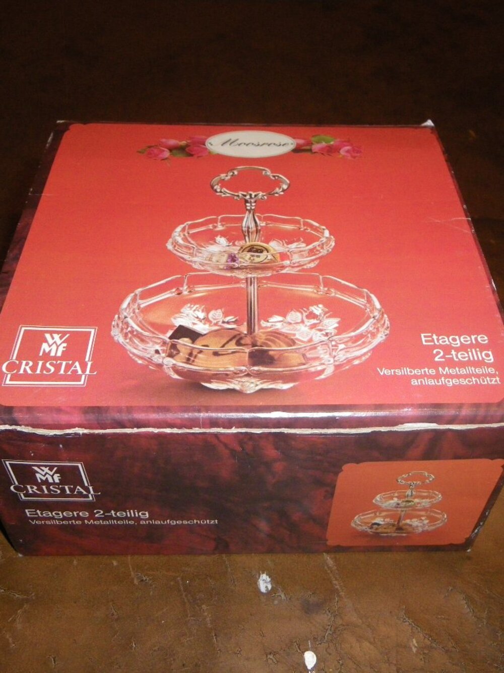 Vintage WMF Crystal 2-Tier Tea Candy Cookie Cakes Serving Dish w/ Handle Germany